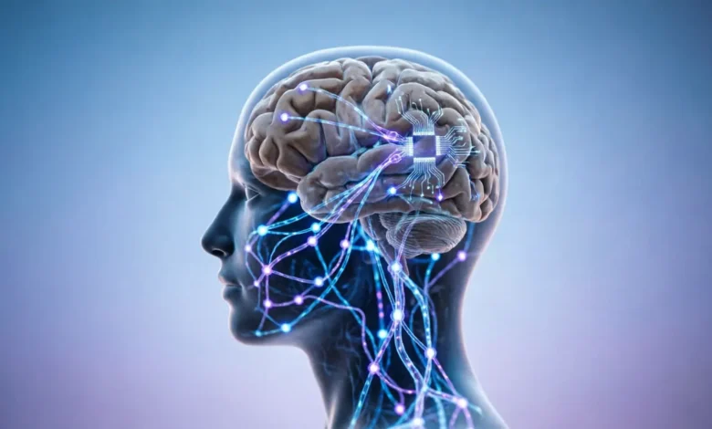 Person using AI assistant on laptop while thinking critically, representing the balance between artificial intelligence and human confidence