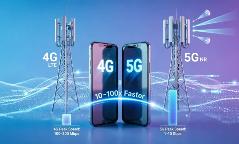 الفرق بين شبكات 4G و5G من حيث السرعة والأداء